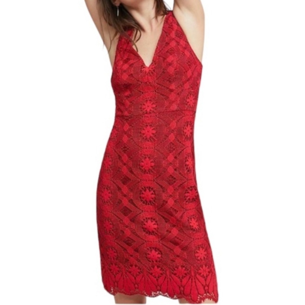 Maeve Camari Red Lace Tank Sheath‎ Dress Size 6P